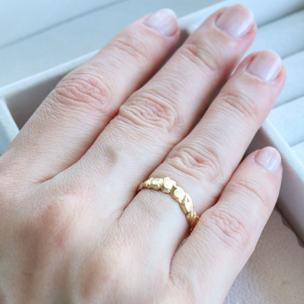 18k Gold Golden Pea Gravel Ring